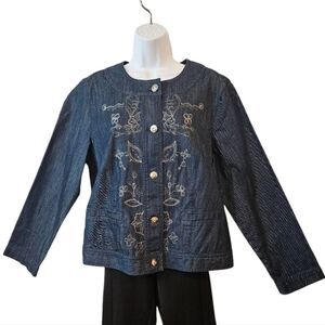 🌹Vintage Koret Silver Embroidery Jean Jacket sz 12